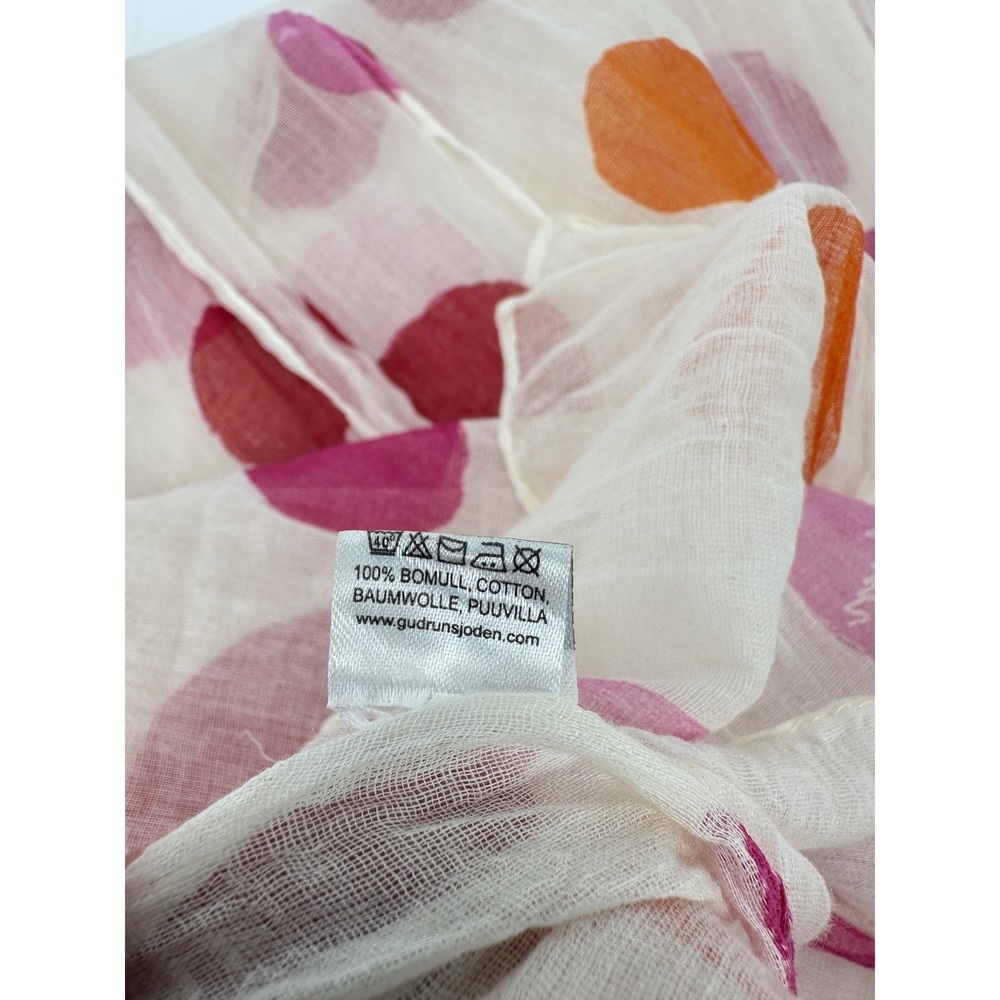 Gudrun Sjoden Scarf Pink Orange Polka Dot Cotton Gauze Lagenlook Lightweight - Picture 7 of 7